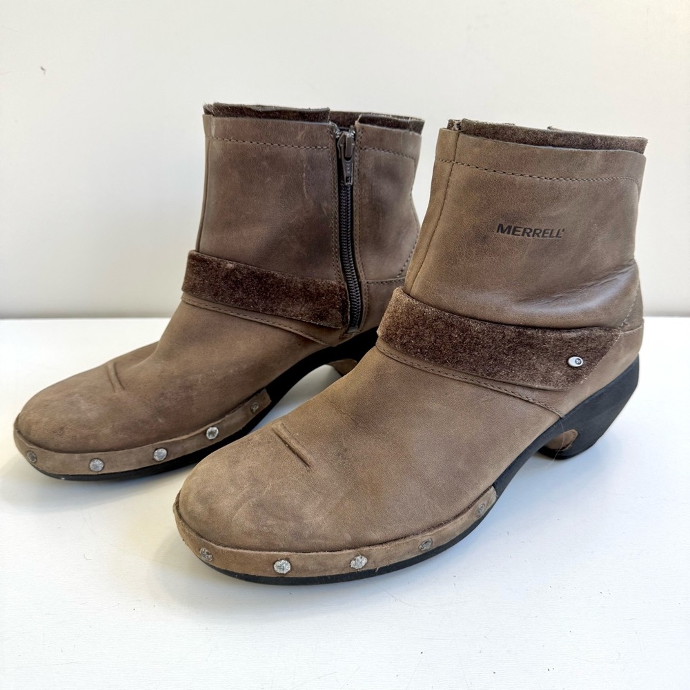 Merrell Boots Womens 9 Luxe Mid Ankle Booties Studded J68652 Bitter Chocolate
